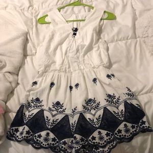 White and blue lace romper